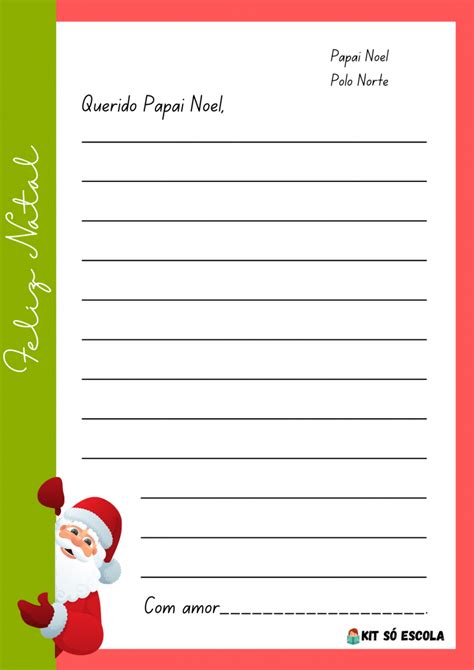 Cartas Para O Papai Noel Para Imprimir S Escola