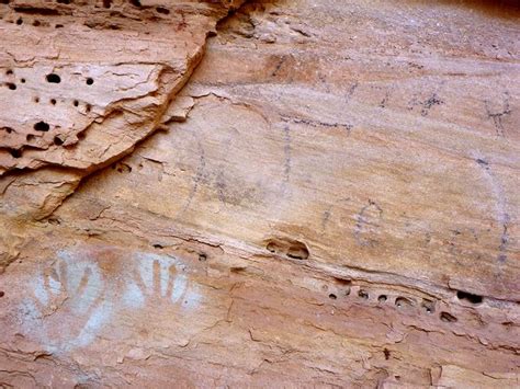 Anasazi Handprints And 19th Century Signatures At Perfect Kiva Ruins