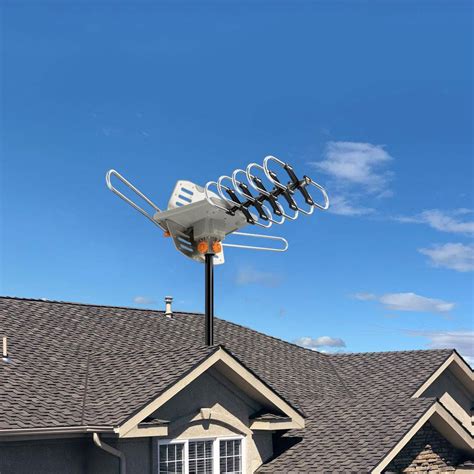 Mile Hdtv Outdoor Amplified Tv Antenna Db Rotate Uhf Vhf Fm