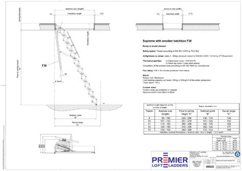 Fire Rated Retractable Loft Ladder With Wooden Hatch Box Supreme F30