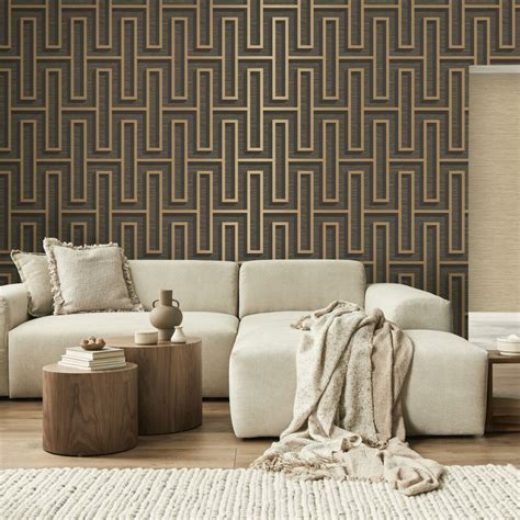 Grasscloth Maze By Albany Charcoal Wallpaper Wallpaper Direct