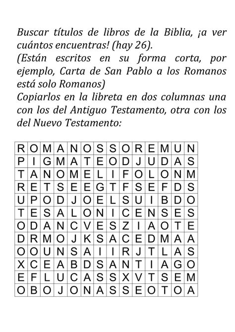 Sopa De Letras Sopa De Letras Libros De La Biblia Antiguo Test The