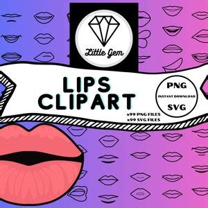 Lip Outline Clipart X99 PNG X99 SVG Bundle Instant Digital - Etsy