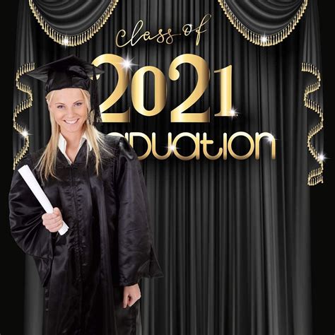 Buy 7x5ft Class Of 2021 Backdrop Black And Gold Congrats Grad