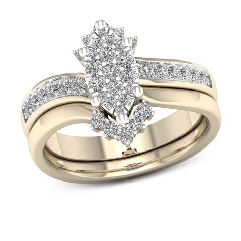 1 2 Ct T W Composite Diamond Marquise Bridal Set In 14k Gold Zales