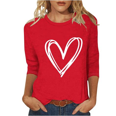 BLVB Valentines Day Shirts Women Cute Heart Shirt Casual Valentines