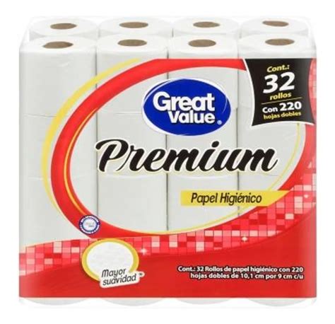 Papel Higiénico Great Value Premium 32 Rollos 220 Hojas Mercado Libre