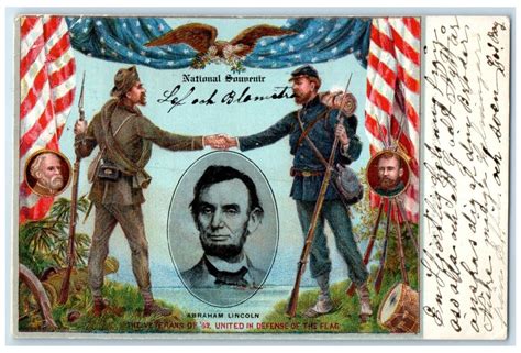 Civil War Postcard Abraham Lincoln Veterans Of 62 United In Defense Of