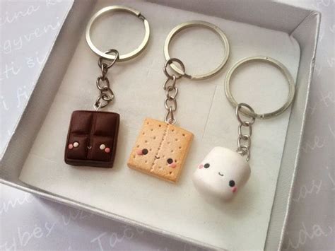 Smore 3 Friends Keychain Set Clay Charms Miniature Food Etsy