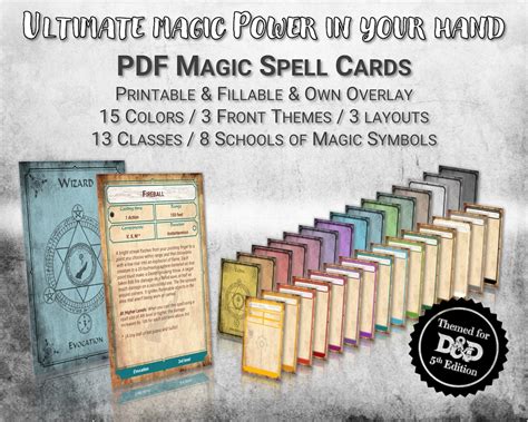 Dnd Spell Cards PDF Fillable for Every Class Customizable - Etsy