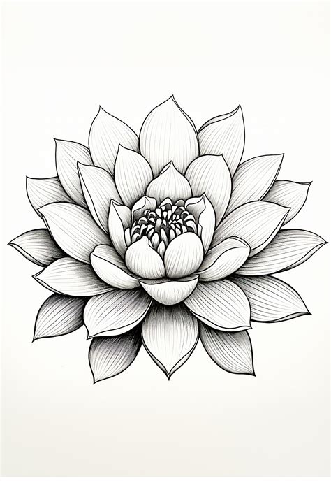 Lotus Flower Black and White Sketch Image. Ai Generated Lotus Flower ...