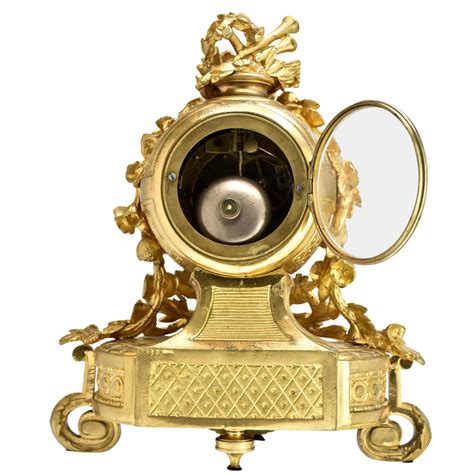 French Gilt Brass Mantel Cartel Clock Renaissance Antiques