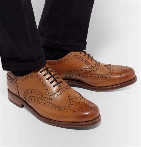 Grenson Stanley Leather Wingtip Brogues Men Tan Grenson