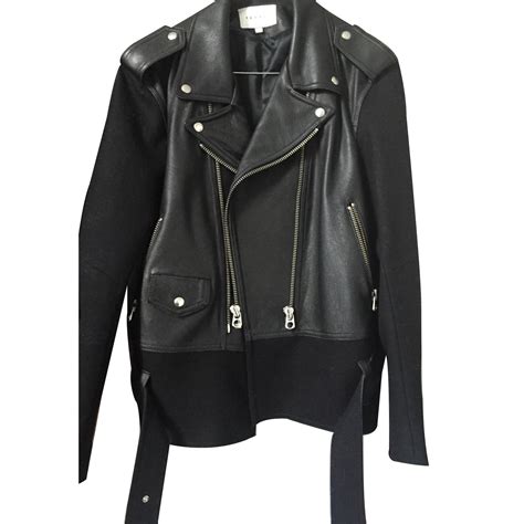 Sandro Biker Jackets Black Leather Ref Joli Closet