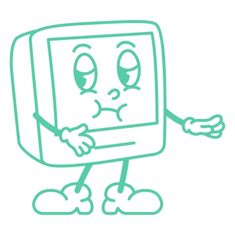 Diseño Png Y Svg De Computadora Verde De Dibujos Animados Con Una Cara Triste Para Camisetas