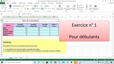 Exercice Excel Pour Débutants N°1 Science And Technology Excel