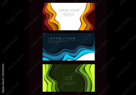 banner layouts  layered paper cutout borders stock template adobe