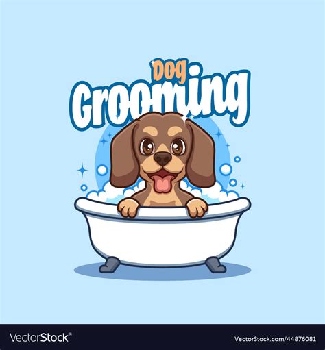 Dog grooming pet cartoon logo Royalty Free Vector Image