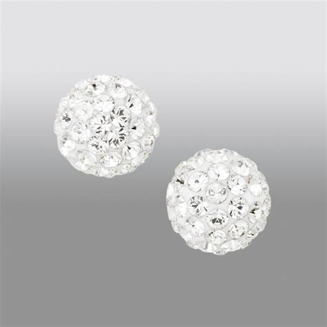 Swarovski 75mm Ball Stud Earrings 14k Yellow Gold