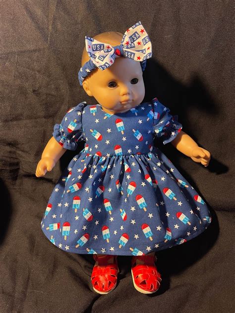 Bitty Baby Doll Clothes Dress 15 Doll Clothes Patriotic Popsicle 4th of ...