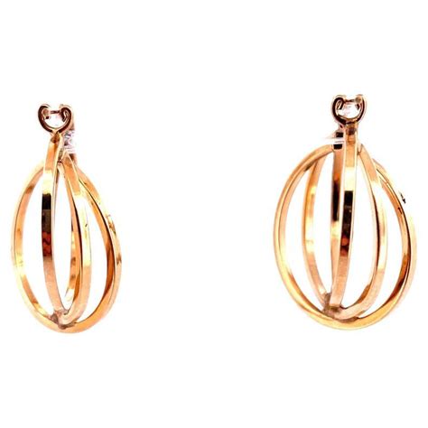 Glamorous 14k Yellow Gold Triple Hoop Earrings For Sale At 1stDibs