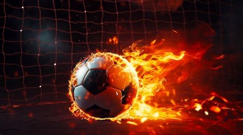 Premium Ai Image Soccer Ball Is In The Middle Of Fireball On Soccer