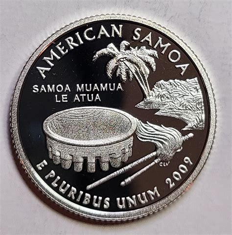 Territory Quarter 2009 S American Samoa Silver Proof 66 Gem For