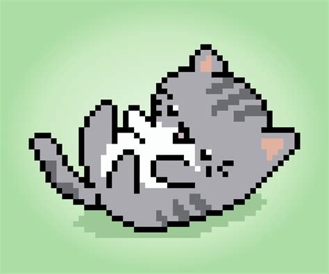 8 Bit Pixel Cat Are Playing Animals For Game Assets In Vector