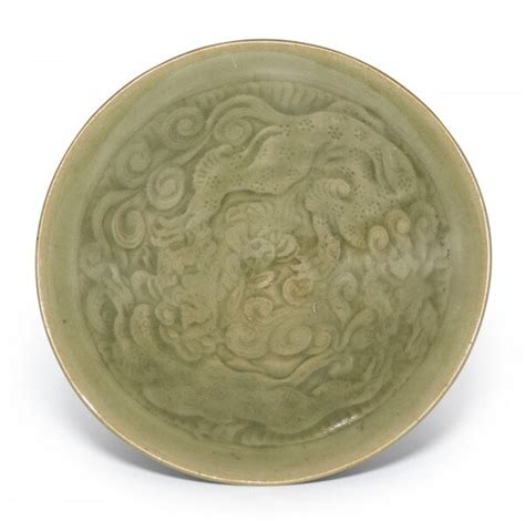 A Rare Carved Yaozhou Celadon Floral Jar Northern Song Dynasty