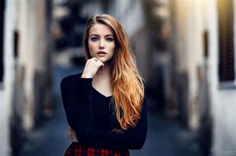 Model Blue Eyes Women Long Hair Alessandro Di Cicco Redhead