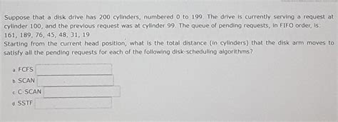 Solved Suppose That A Disk Drive Has 200 Cylinders Numbered