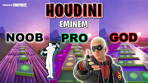 Eminem Houdini Noob Vs Pro Vs God Fortnite Music Blocks Youtube