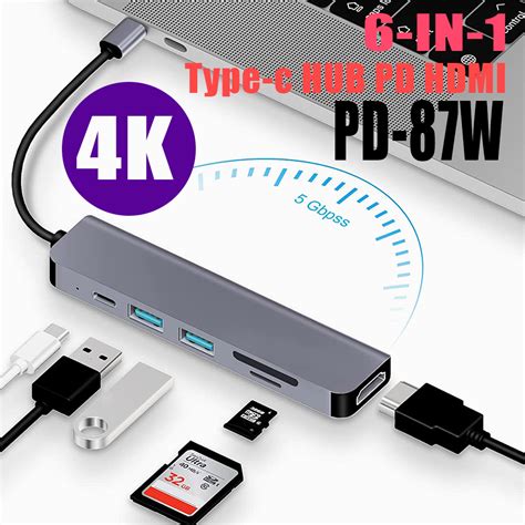 Actual 🇹🇭 พร้อมส่ง 8 In 1 อะแดปเตอร์ฮับการ์ดรีดเดอร์ Usb Type C Hub 4k Hdmi Rj45 Usb Sdtf Pd