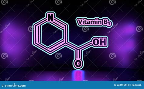 Chemical Formula Of Nicotinic Acid Thin Line Style Stock Illustration