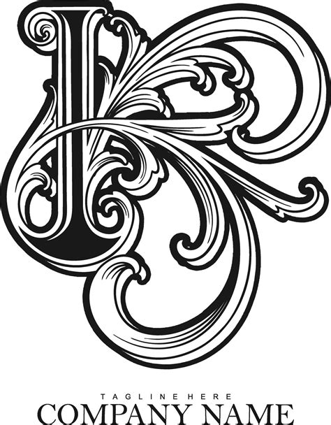 Elegant letter K flourish monogram logo monochrome vector illustrations ...