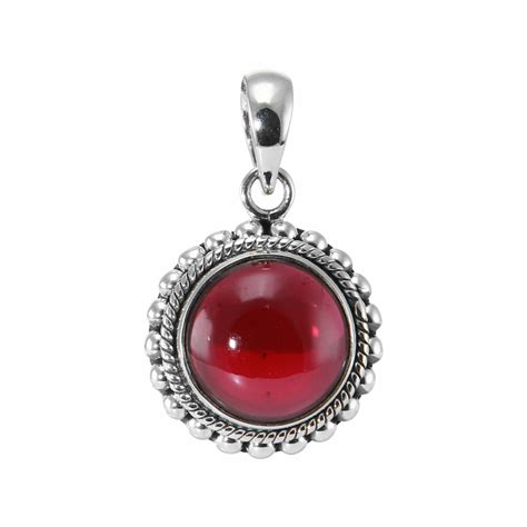 Pendentif Argent 925 Grenat Rond 12mm Ref 38084