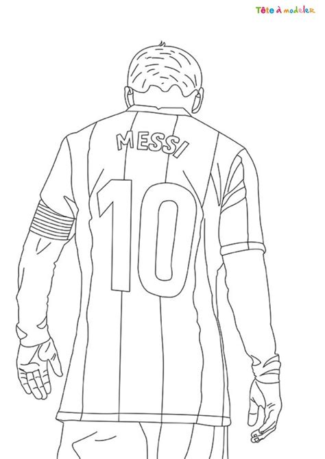 Coloriage de Messi de dos à imprimer avec Tête à modeler