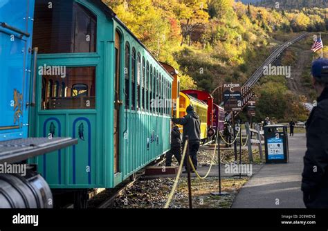 A Train From The Historic Mount Washington Cog Railway Is Waiting At