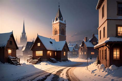 04729 snow covered village by FutureRender on DeviantArt