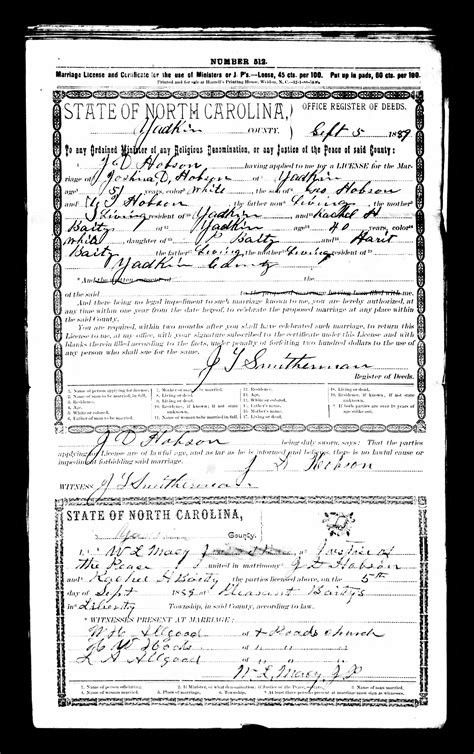 Joshua D Hobson discovered in North Carolina, Marriage Records, 1741-2011