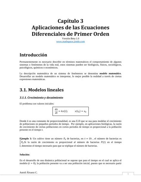 PDF Capítulo 3 Aplicaciones de las Ecuaciones Diferenciales de