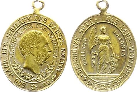 Sachsen Albertinische Linie Bronzemedaille 1889 Albert 1873 1902 Öse