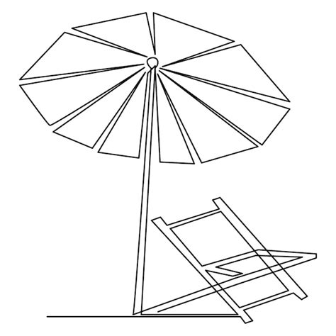 Premium Vector Continuous Single Line Art Drawing Of Beach Umbrella