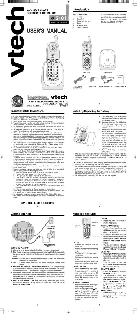 VTech Telecommunications 80 5675 00 C Ordless Telephone User Manual