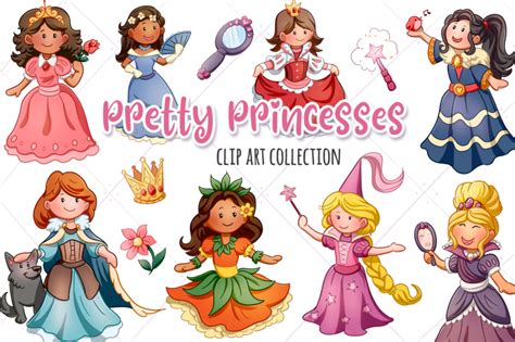 Pretty Princess Clip Art Collection By Keepin It Kawaii Thehungryjpeg