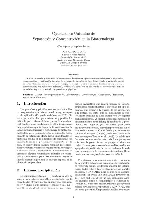 Operaciones de separación y concentración en la biotecnología