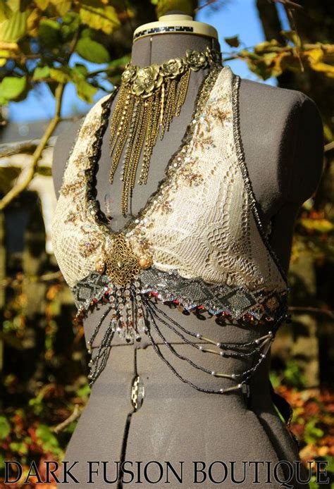 Halter B Or C Cup Cream Sepia Gold Sparkle Tribal Vintage Style