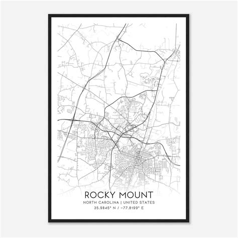 Rocky Mount North Carolina Map Poster, Modern Home Decor Wall Art Print