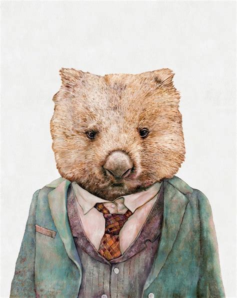 WOMBAT Art Print Wombat Illustration Australian Animals