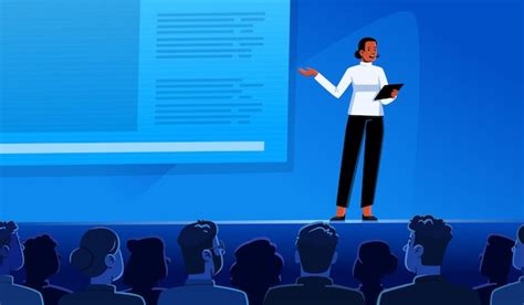 Premium Vector Conference Or Scientific Seminar Woman Performing On